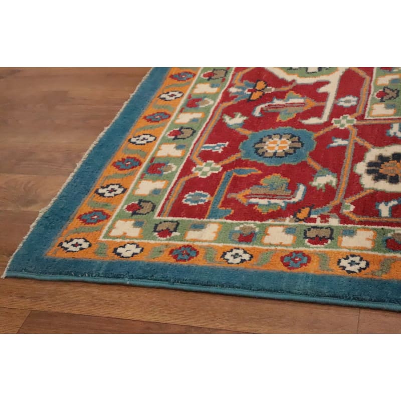 Hand Knotted Oriental 100% Wool Carpet Traditional Medallion Beige & Ivories Heriz (serapi) Area Rug - 13' 10'' X 9' 7''