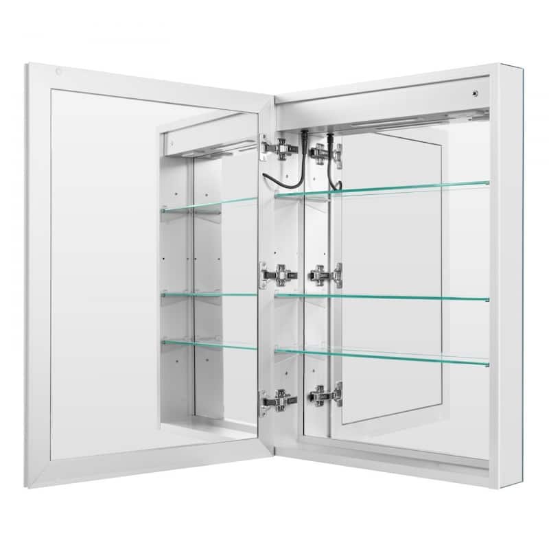 24" Wall Mounted Lighted Bathroom Mirror Medicine Cabinet with Anti-Fog and Magnifier - 24” x 4.9” x 31.9”