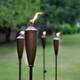 Garden Torch Set of 4 | Natural Flickering Flame Outdoor Lighting Metal Torch for Party Patio Pathway - Brown
