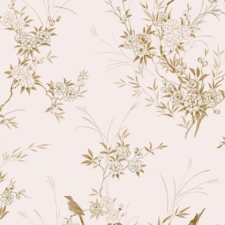 Shabby Chic by Rachel Ashwell Bird Chinoiserie Pink Gold Wallpaper