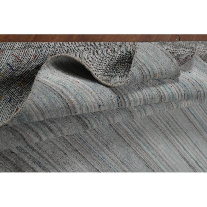 Striped Tribal Gabbeh Oriental Square Rug Handmade Wool Carpet - 9'9" x 9'8"