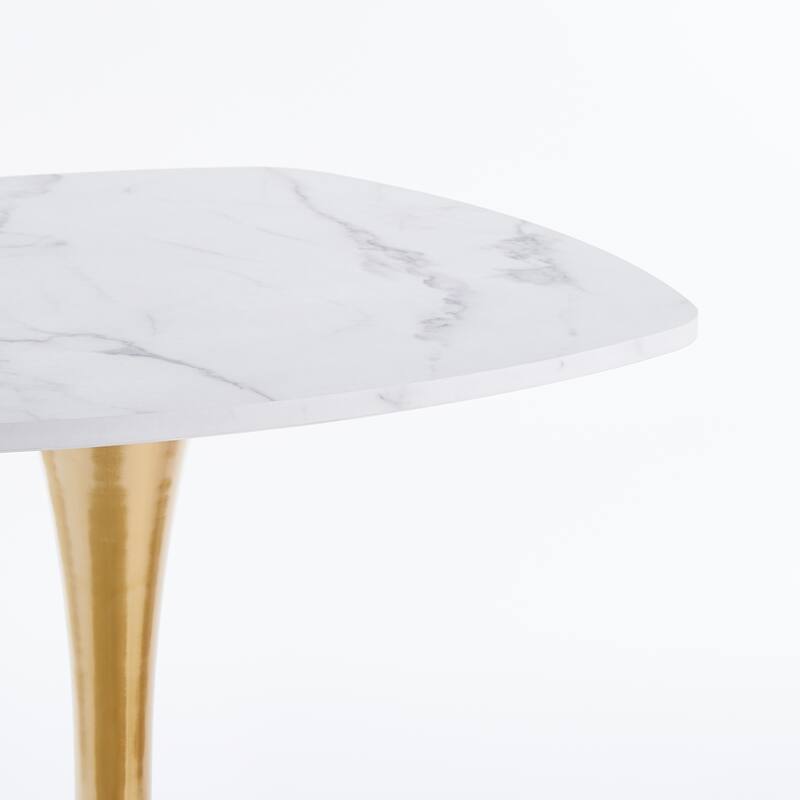 Small Square Dining Table for 2-4 People, Coffee Table with MDF Top & Metal Pedestal, Tulip Table for Living Room, Small Spaces