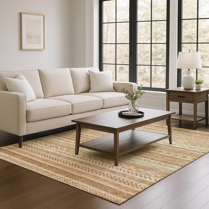 Premium Washable Super Soft Boho Stripes Mayfield Rug - Terracotta - 9' x 12'