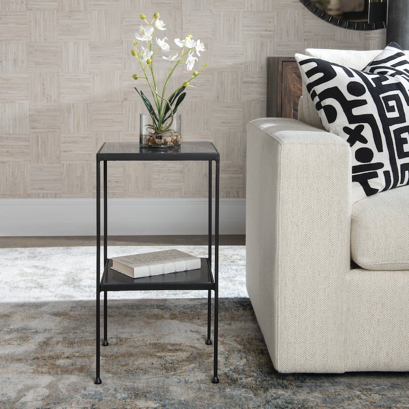 Uttermost Sherwood Square Marble Accent Table - 13"W x 25"H x 13"D