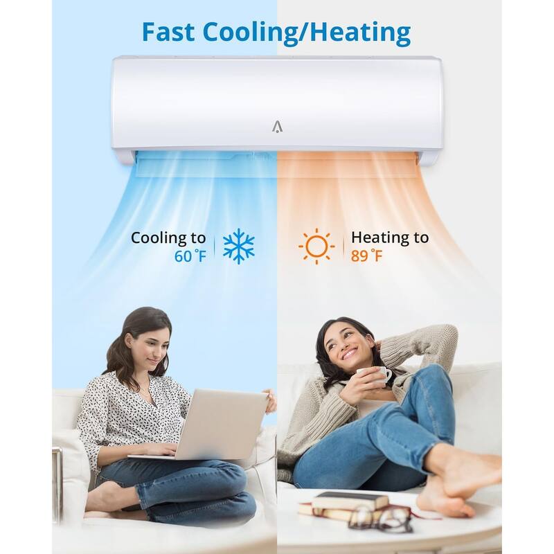 18000 BTU Smart Mini Split AC/Heating System 19 SEER Split Inverter