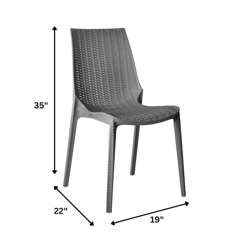 Kent Modern Rattan-Style Stackable Lightweight Dining Chair for Patio and Garden