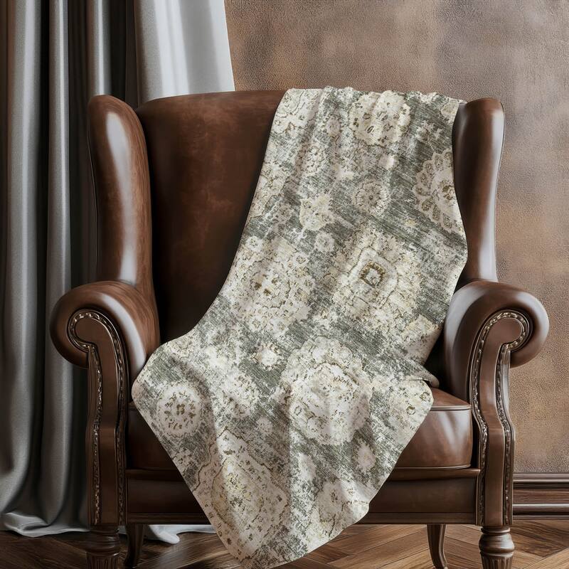 Premium Machine Washable Vintage Persian Sherpa Throw Blanket