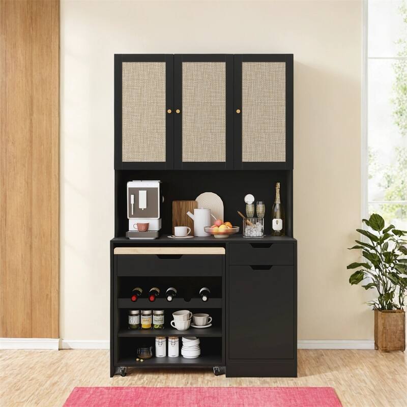 69.29" Kitchen Pantry Storage Cabinet,Buffet Cabinet with Kitchen Cart