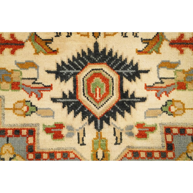 Hand Knotted Oriental 100% Wool Carpet Transitional Floral Beige & Ivories Oushak Area Rug - 9' 0'' X 5' 10''