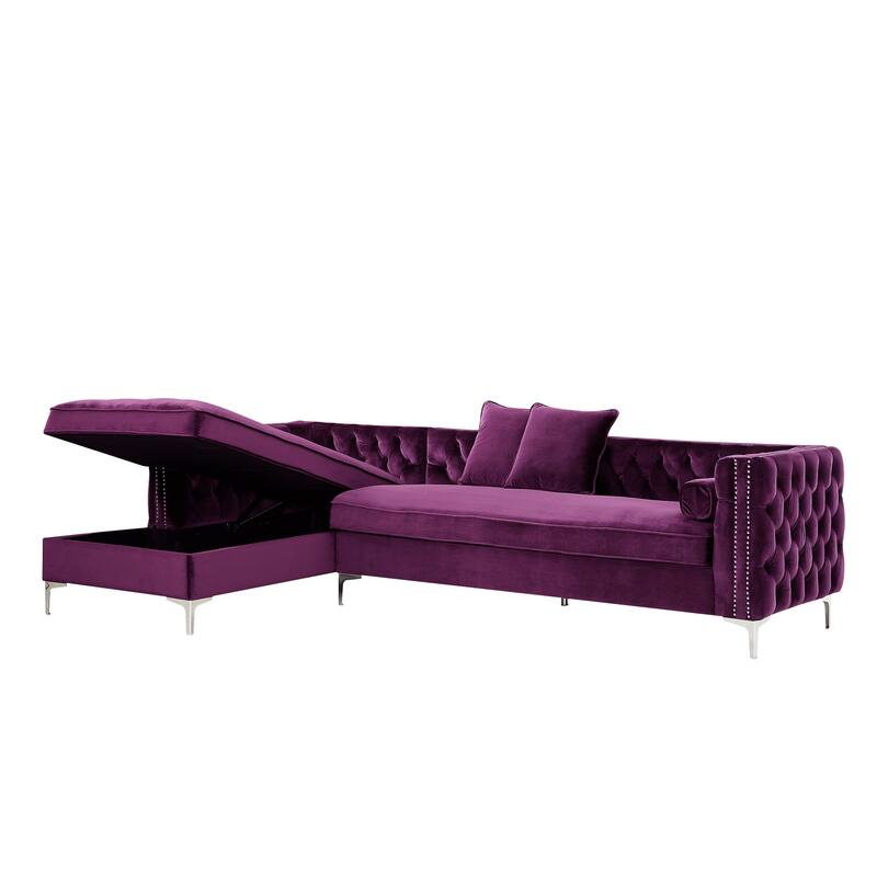 Dante Velvet Chaise Sectional Sofa