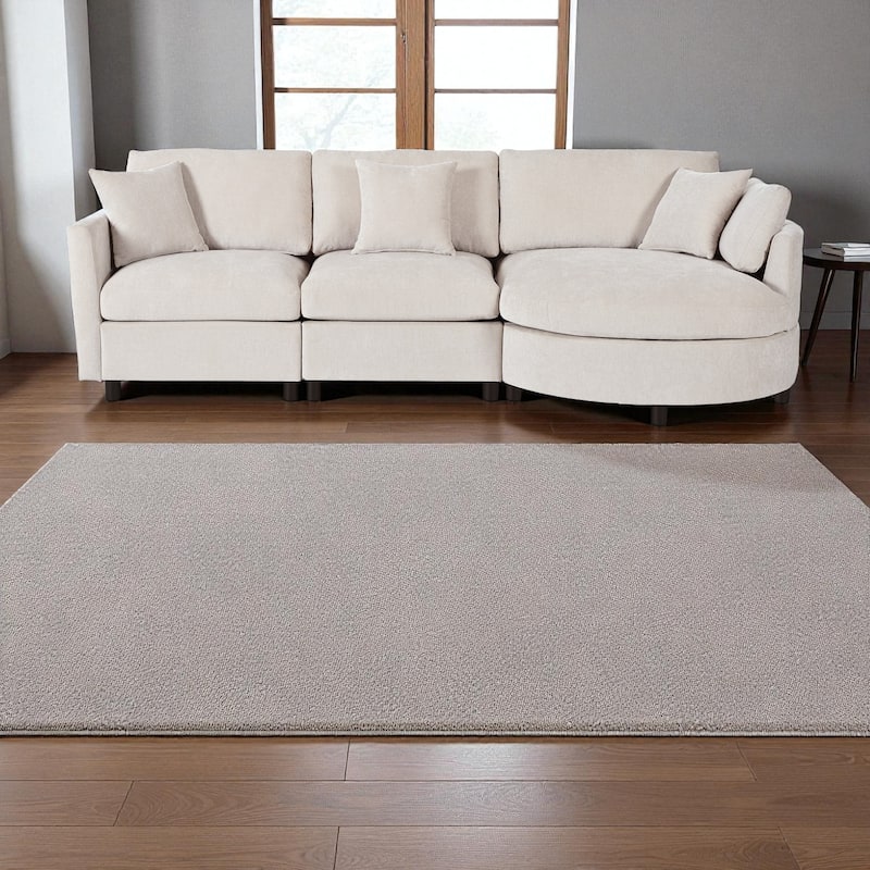 105" Chenille 3-Piece Sectional Sofa with Curved Chaise, Pine Wood Frame & 3 Throw Pillows for Living Rooms and Apartments