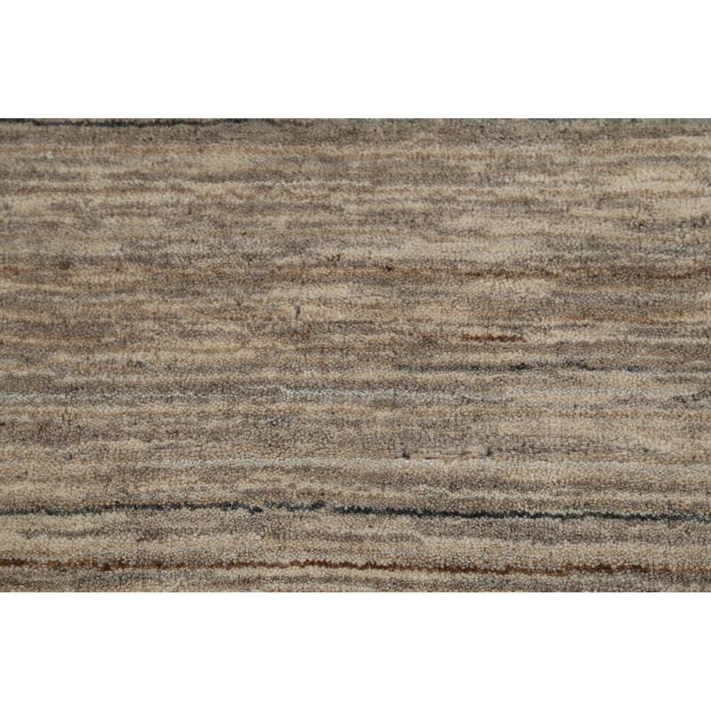 Striped Gabbeh Indian Runner Rug Hand-Knotted Wool Carpet - 2'11"x 9'8"