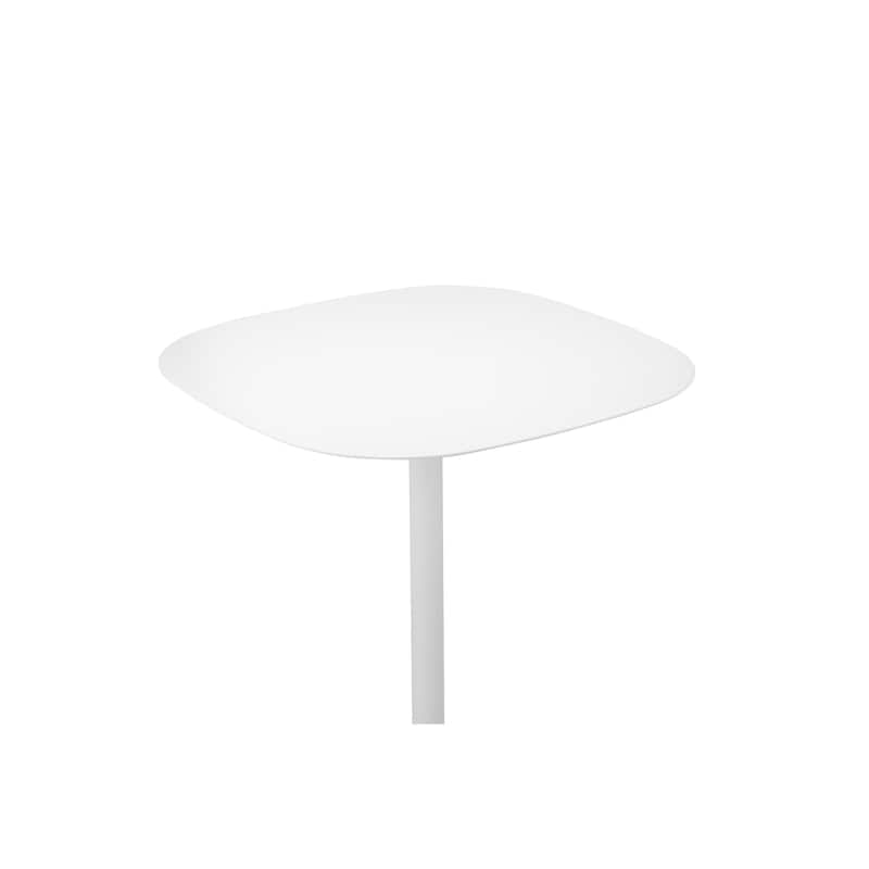Liki 28 Inch Bistro Dining Table, Round Top and Base, Modern White Metal