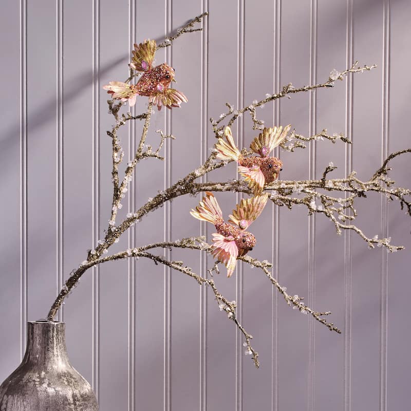 5.5" Glitter Bird With Clip Set of 3