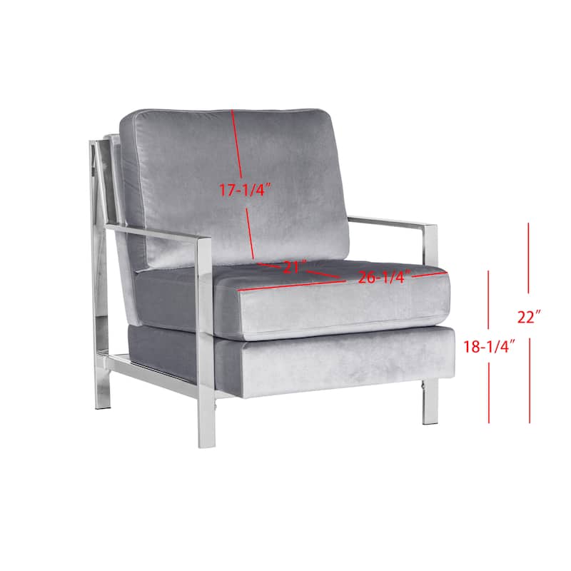 SAFAVIEH Mid-Century Modern Glam Walden Velvet Light Grey Club Chair - 30" x 33.5" x 34.3"