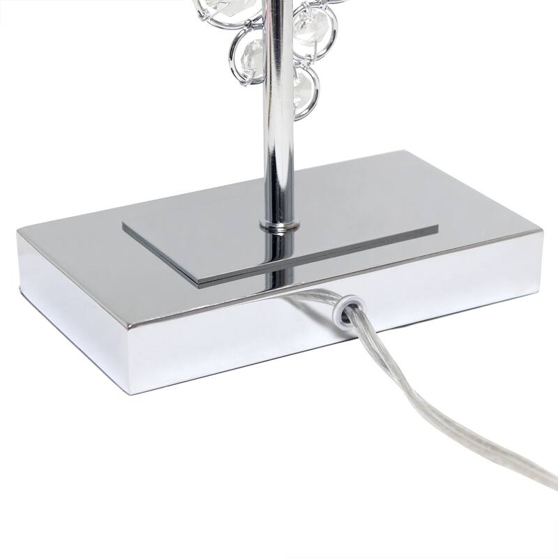 Lalia Home Lumiluxxe 26.25" Tall Contemporary Crystal Glitz and Chrome Glam Table Lamp with White Fabric Rectangular Shade