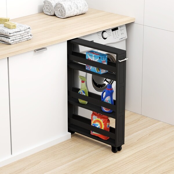 MUSEHOMEINC Compact Space Kitchen Pantry 4 Tier Kitchen Removable Storage Cart Slim Slide Out Rolling Pantry Shelf On Sale Bed Bath Beyond 39923181