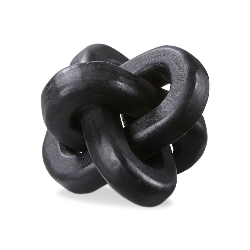 Forever Knot Black Wood Sculpture - Decorative Object for Everyday Use, 5.5" H x 5.5" L x 5.5" W, Easy Care