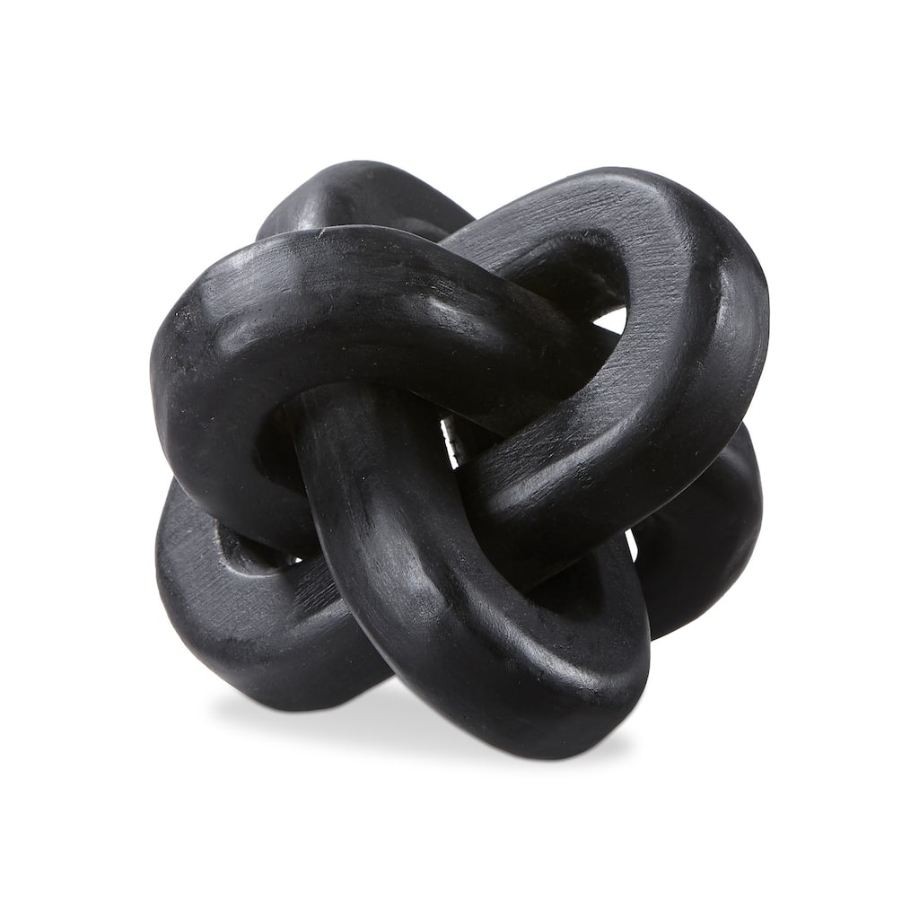 Forever Knot Black Wood Sculpture - Decorative Object for Everyday Use, 5.5" H x 5.5" L x 5.5" W, Easy Care