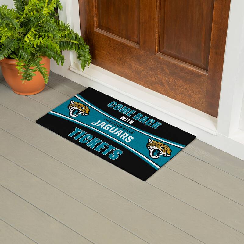 Jacksonville Jaguars 28 in. x 16 in. PVC "Come Back With Tickets" Trapper Door Mat