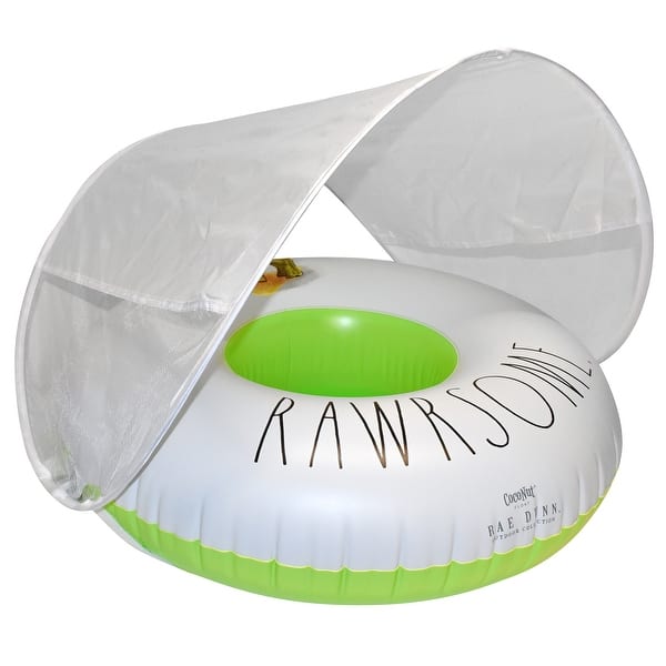 slide 2 of 5, Rae Dunn: Rawrsome -Toddler Float W/ Canopy, 27" Inflatable Water Ring, CocoNut Float, Removable Canopy, Age 18mo+ - Multi