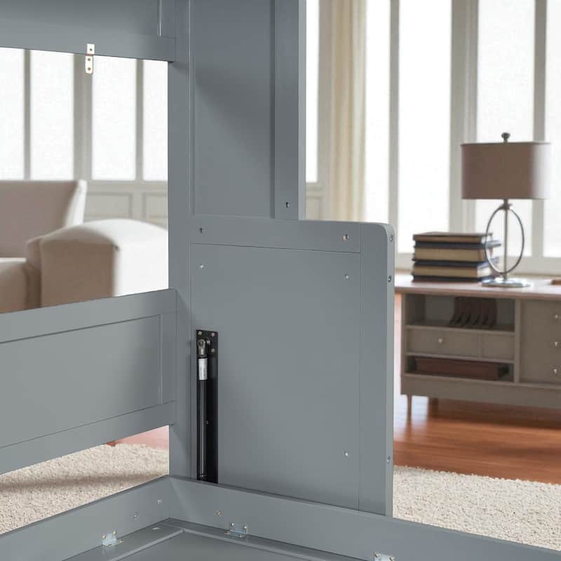 Full/Queen Murphy Wall Bed with Desk, Hydraulic Lift, 600 lb Capacity, 10 in Mattress, Space-Saving Home Office