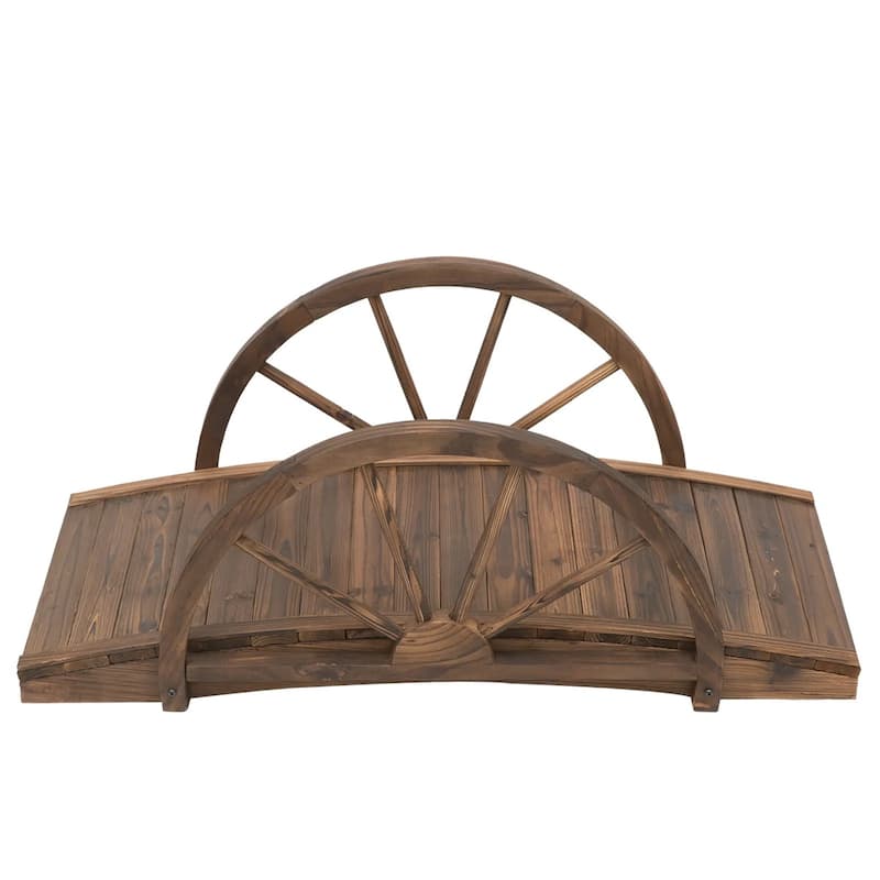 Premium Fir Wood Arched Garden Bridge for Outdoor Pond Stream or Walkway with Handrails and 330 lbs Capacity