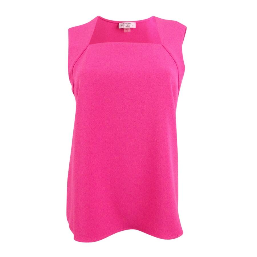 Tahari ASL Women's Petite Square-Neck Crepe Shell