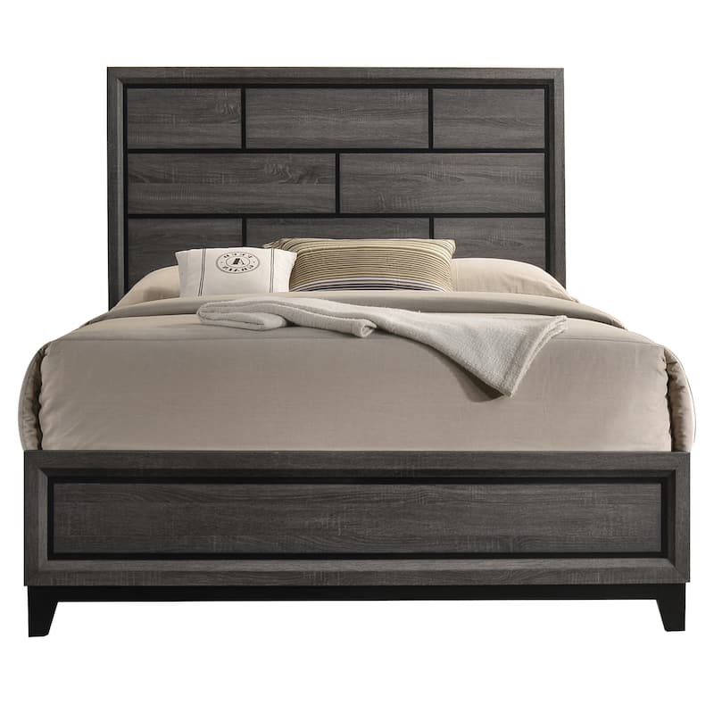 Vallendale Weathered Grey Queen Panel Bed with Tapered Leg