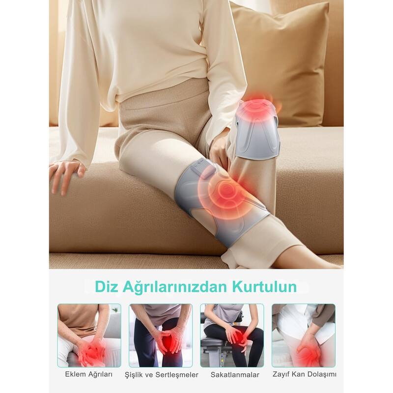 Electric Knee Massager Cordless Heated with Heat & Vibration for Knee Pain Relief - 12.32 x 6.81 x 3.36 inches