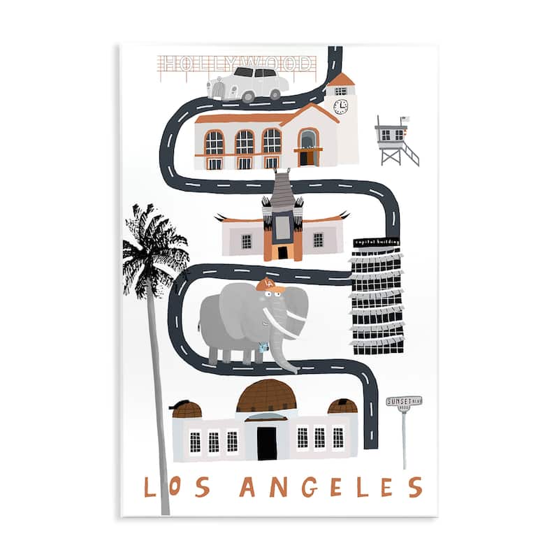 Stupell Los Angeles Whimsical Travel City Wall Plaque Art Design By Carla Daly - 13 x 19