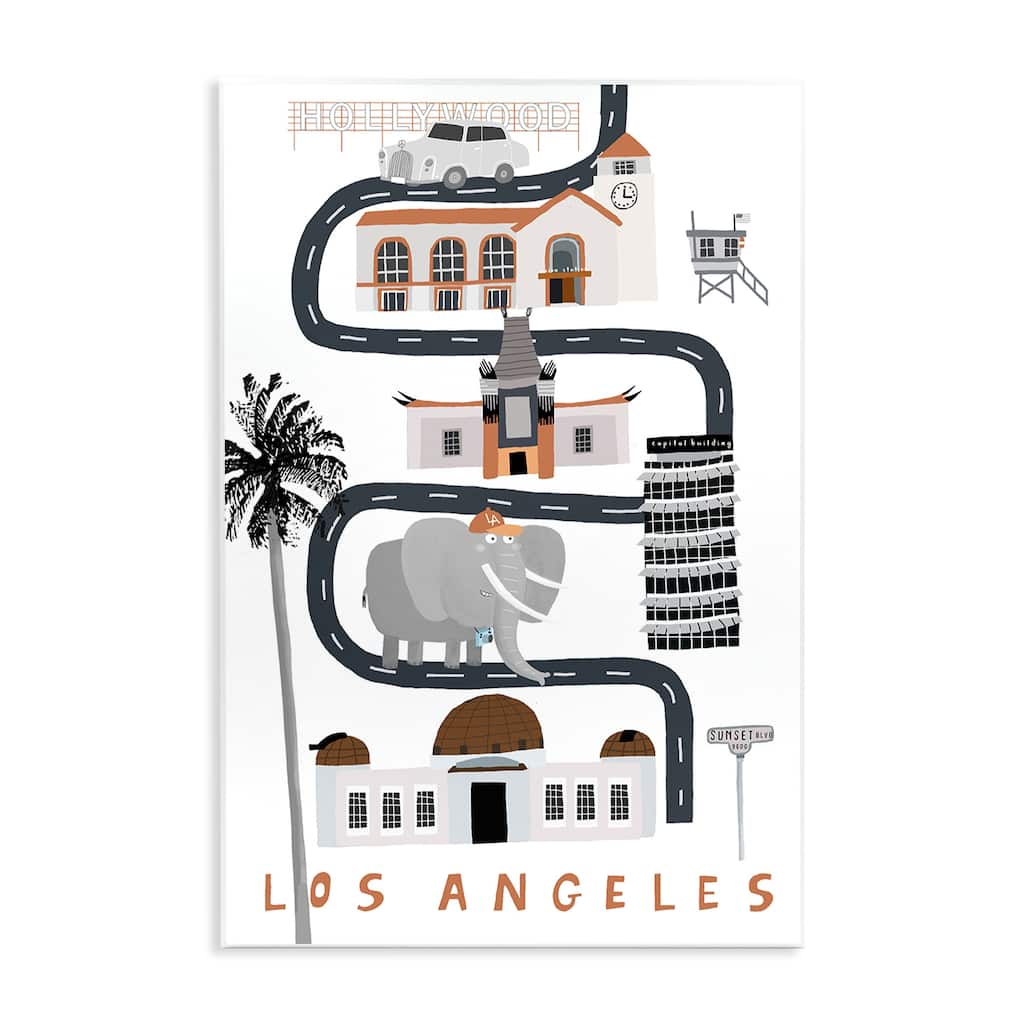 Stupell Los Angeles Whimsical Travel City Wall Plaque Art Design By Carla Daly