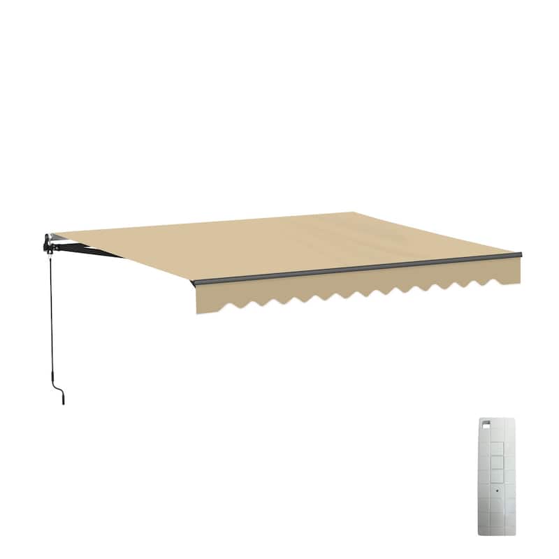 ALEKO Caribbean Motorized Retractable Patio Awning - Black Frame - Desert Sand - 13 x 10 Feet