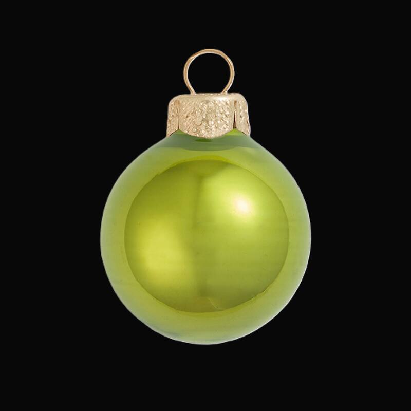 Pearl Finish Glass Christmas Ball Ornaments 3.25" 80mm Pear Green 8Ct