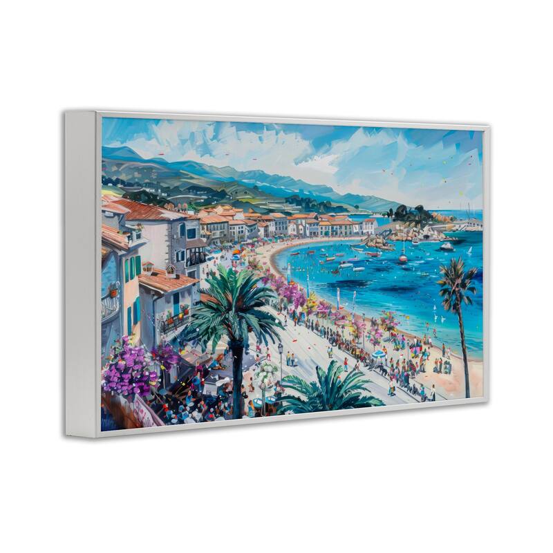 Stupell Busy Summer Beach Town Framed Giclee Art Design By LSR Design Studio