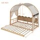 preview thumbnail 43 of 43, Twin Size Extended Pinewood Bed Frame with Arched Roof, Tent, Light Strip, Whiteboard & Trundle for Kids' Sleep Space, Grey