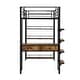 preview thumbnail 9 of 9, Black Twin Size Metal Loft Bed with Desk, Ladder, Fence, and Shelves for Kids