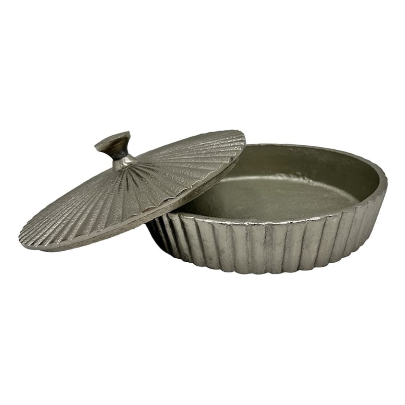 8 Inch Wide Decorative Handmade Aluminum Round Bowl with Cap - 8 x 8 x 3 in