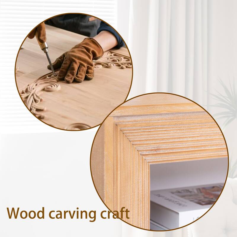 Modern Farmhouse Rustic Solid Wood Console Table with Storage Shelf