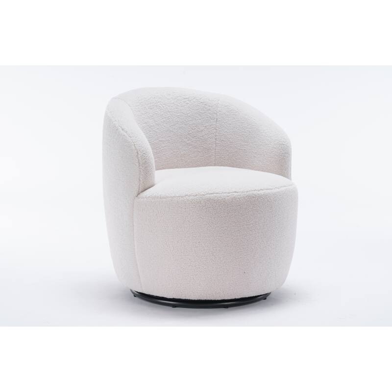 Teddy Fabric Swivel Barrel Chair with 360° Rotation & Metal Base