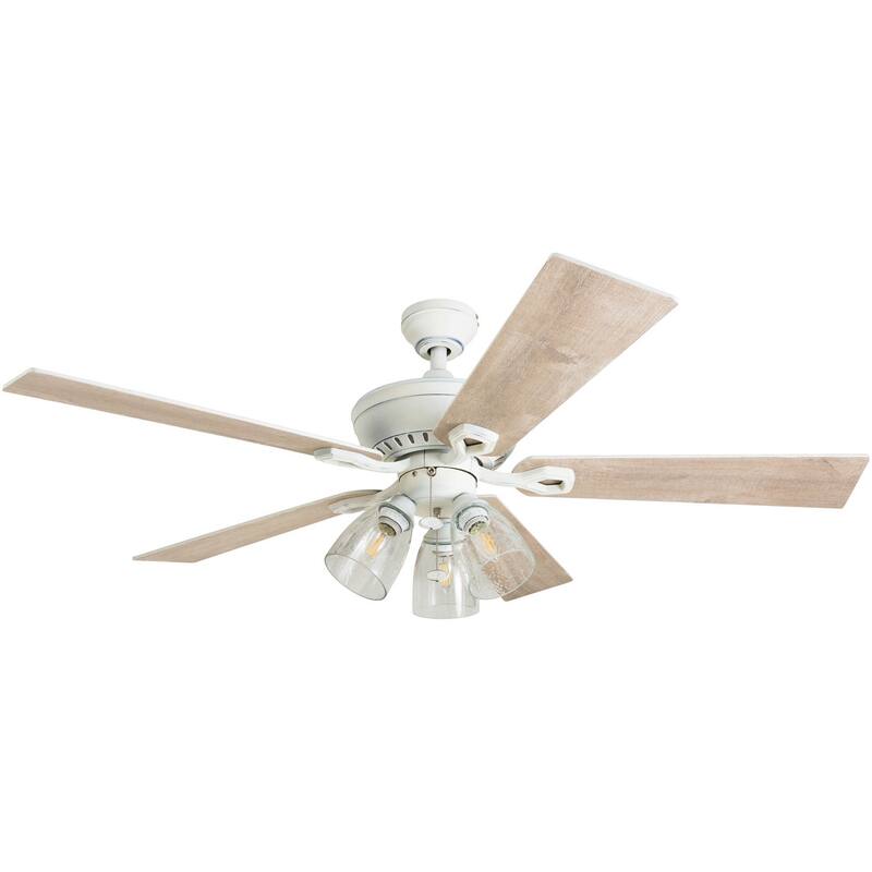 The Gray Barn Grumio Distressed White 52-inch Ceiling Fan with 5 Barnwood Blades