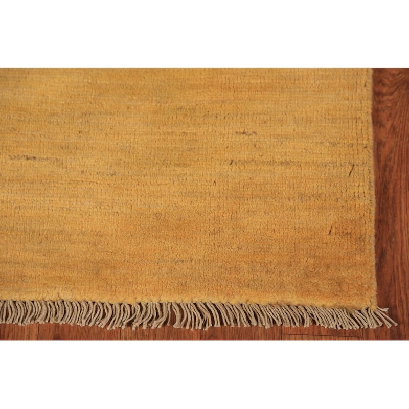Gold Gabbeh Modern Rug Hand-Knotted Wool Carpet - 4'0" x 6'1"