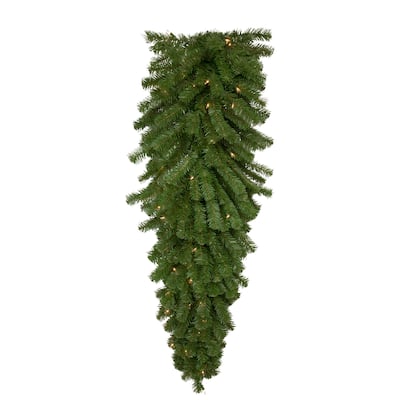 54" Deluxe Dorchester Pine Artificial Teardrop Swag Clear Lights