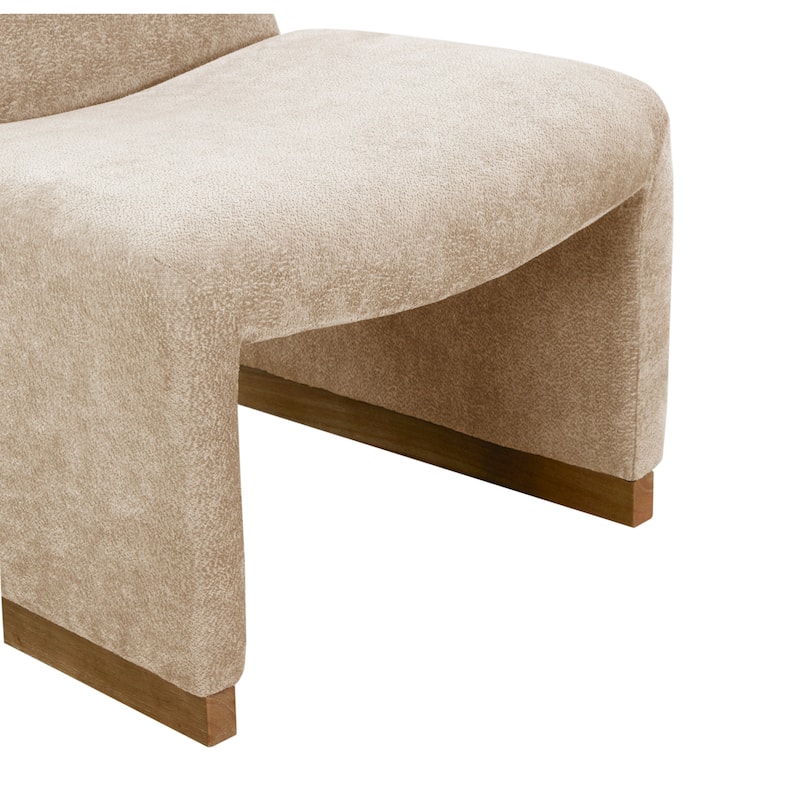 Armless Chair With Wood Legs And Soft Fabric