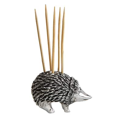 Hedgehog Toothpick Holder with Toothpicks, Silver