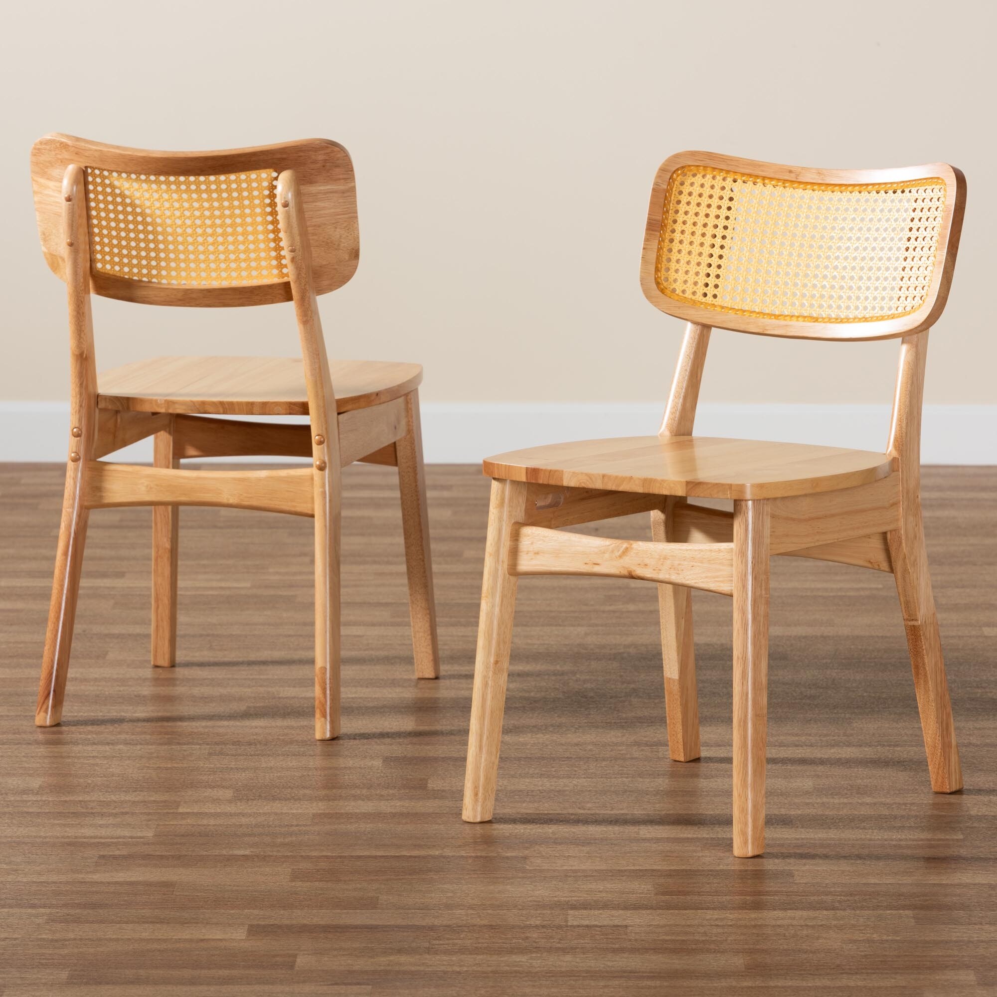 Oak and rattan dining chairs best sale