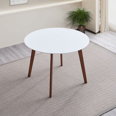Waleska Contemporary Solid Wood White Top Round Dining Table