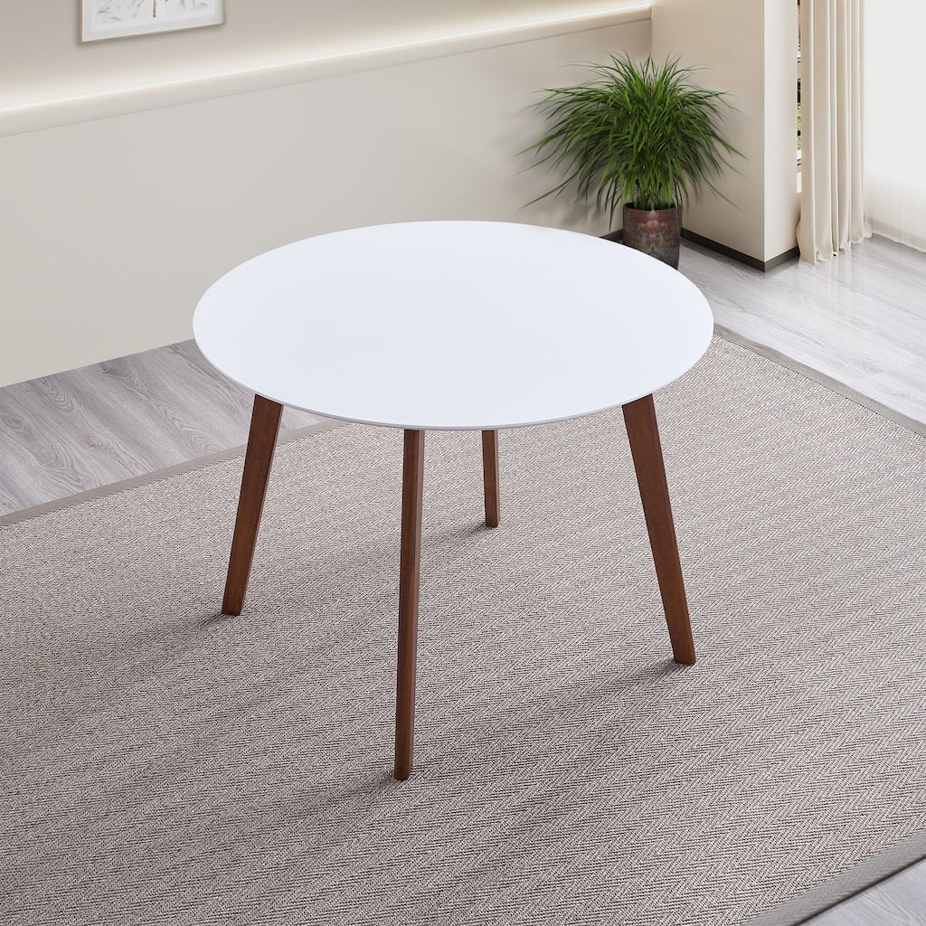 Waleska Contemporary Solid Wood White Top Round Dining Table