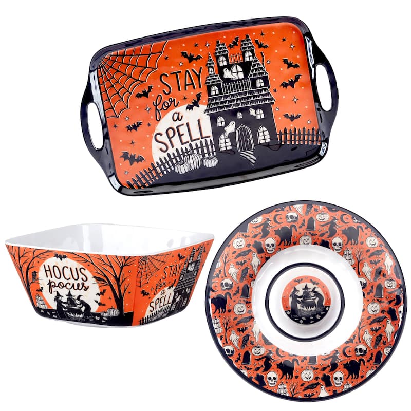 Certified International Hocus Pocus Melamine 3pc Serving Set - 19" x 12" x 1.25"