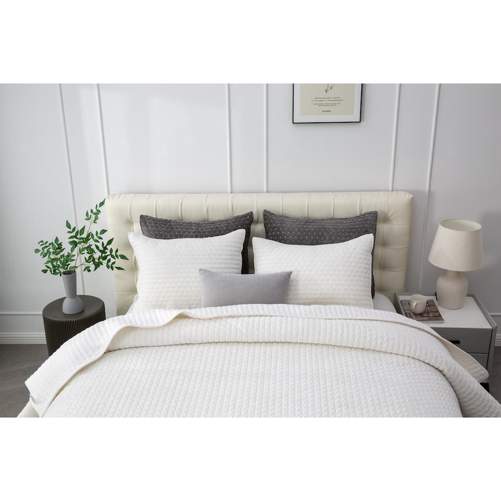 Zera 100% Velvet Coverlet/Quilt with Pillowcases Queen